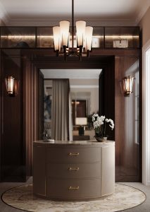 bespoke joinery dressing room veneers polished island marble