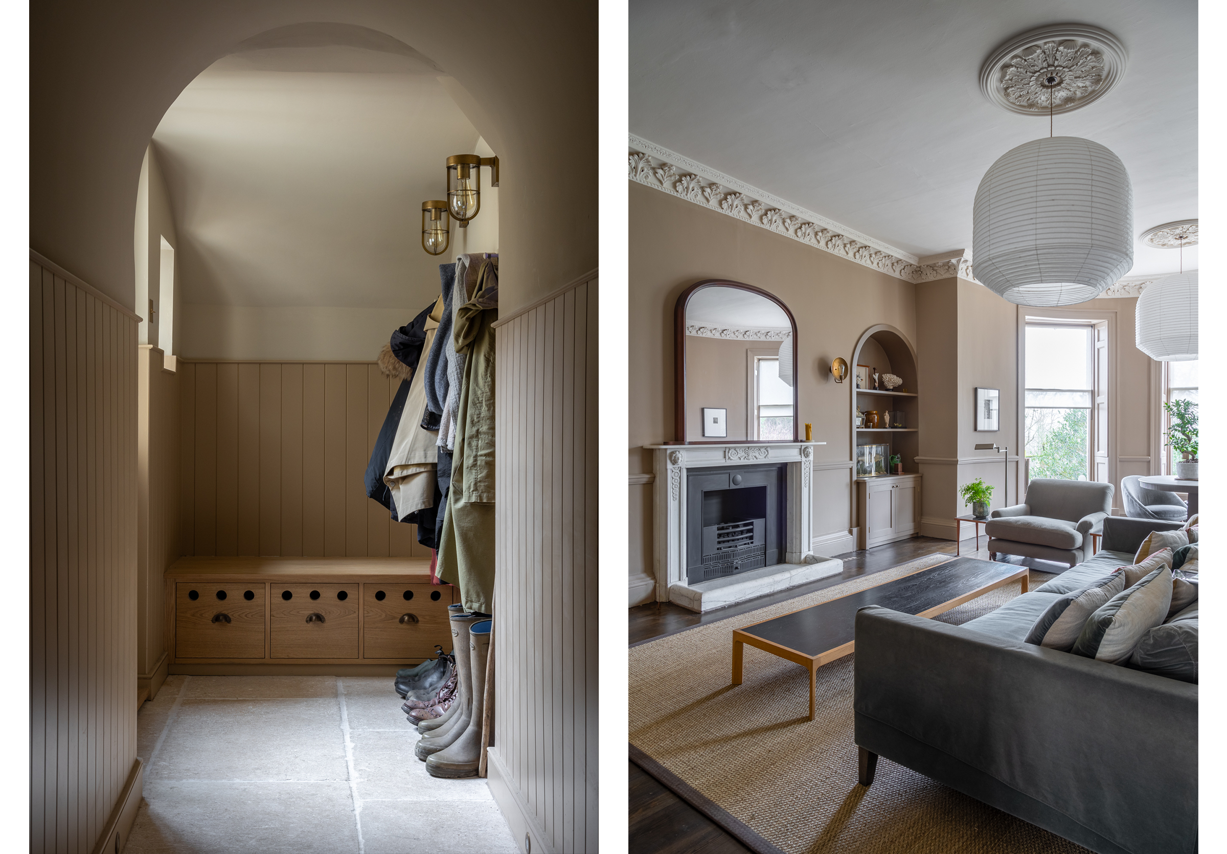 boot room period drawing room fireplace